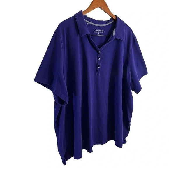 Catherines Suprema Collection Purple Polo Shirt Plus Size 3X Short Sleeve Comfy - Picture 2 of 6